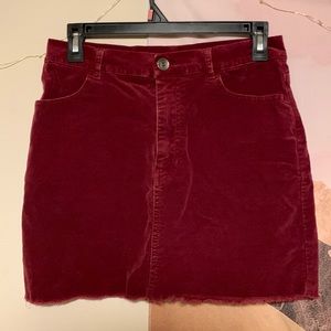 Burgundy Crushed Velvet Skirt